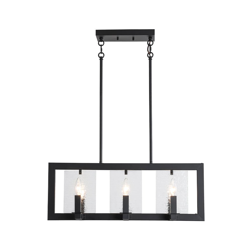 Dvaluvyx Candle Ripple Black Rectangle Glass Pendant Light