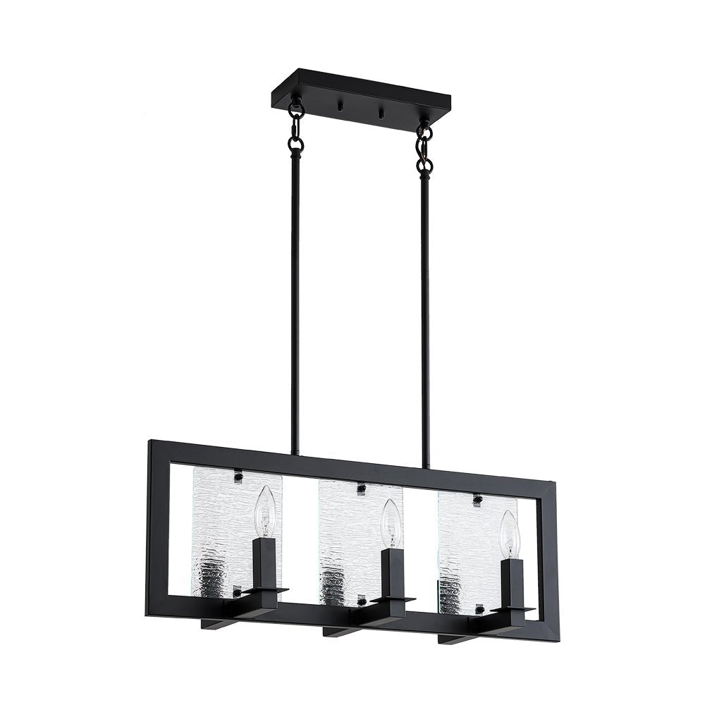 Dvaluvyx Candle Ripple Black Rectangle Glass Pendant Light