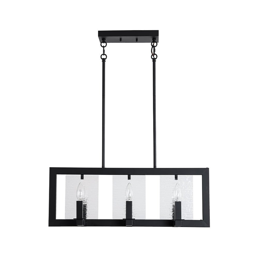 Dvaluvyx Candle Ripple Black Rectangle Glass Pendant Light