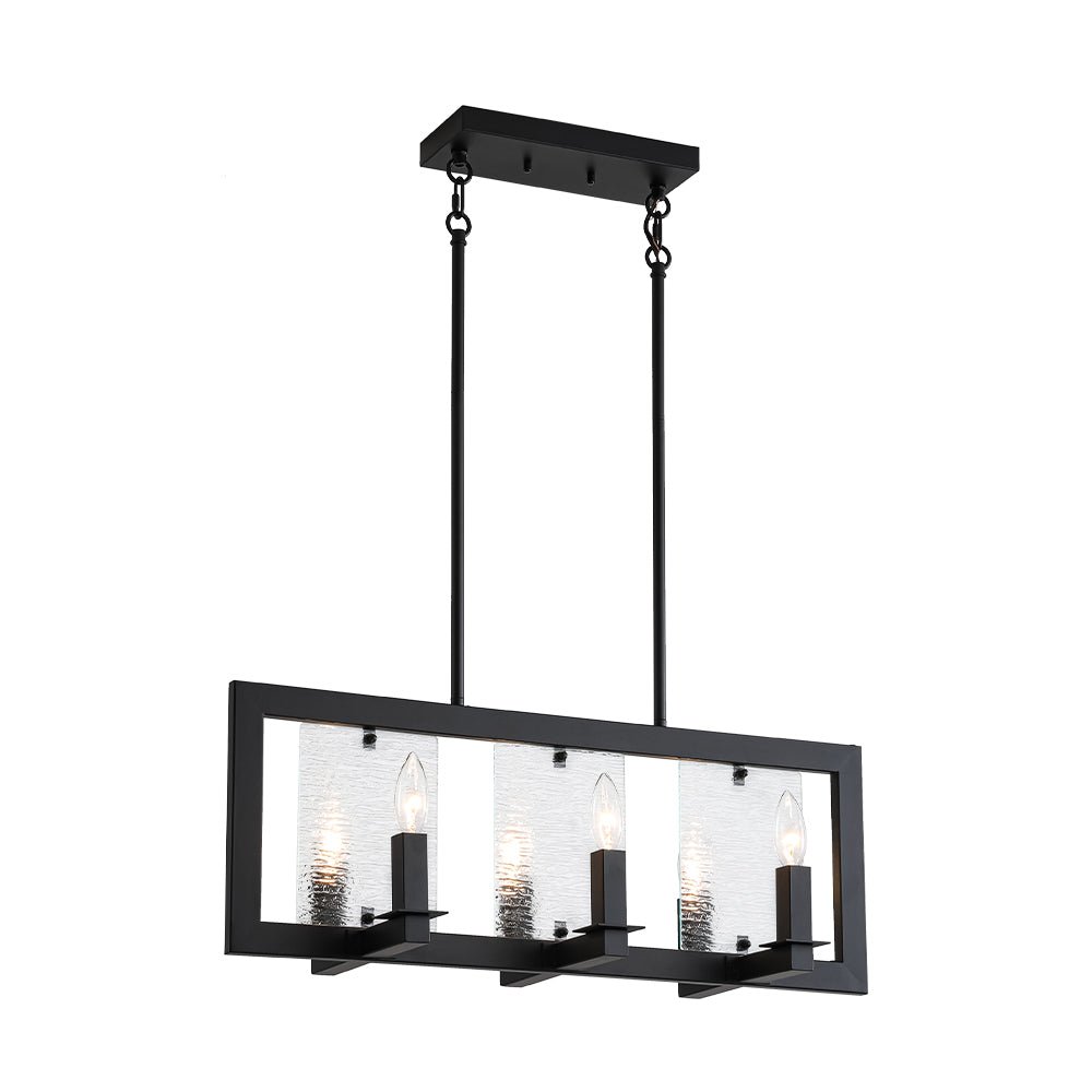 Dvaluvyx Candle Ripple Black Rectangle Glass Pendant Light