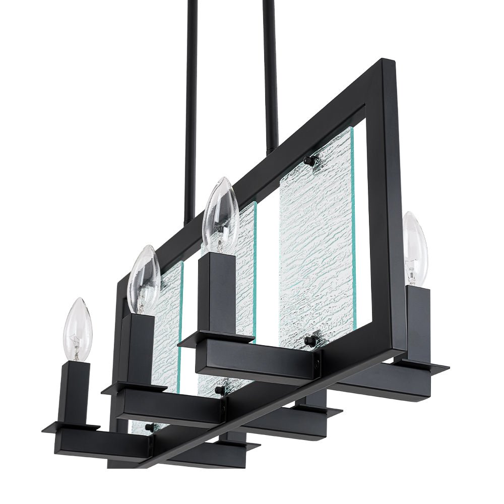 Dvaluvyx Candle Ripple Black Rectangle Glass Pendant Light