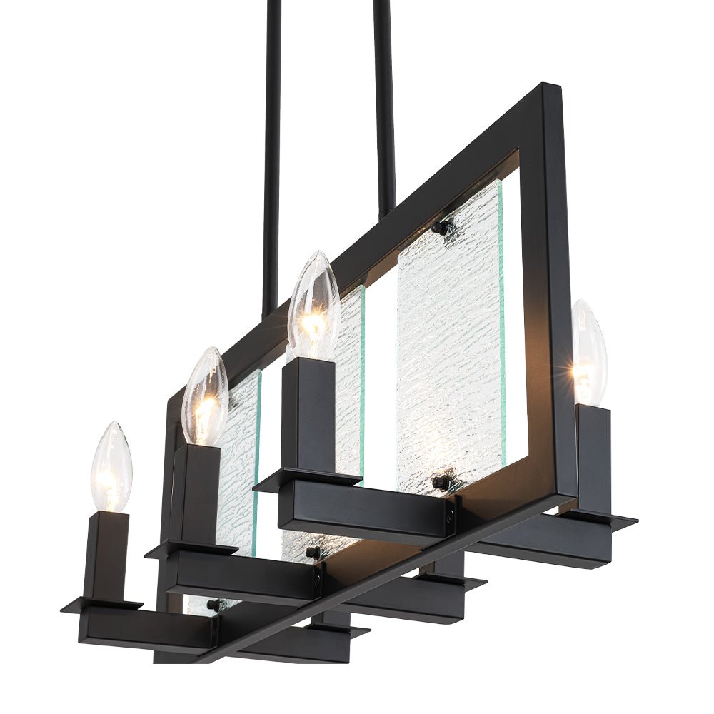 Dvaluvyx Candle Ripple Black Rectangle Glass Pendant Light