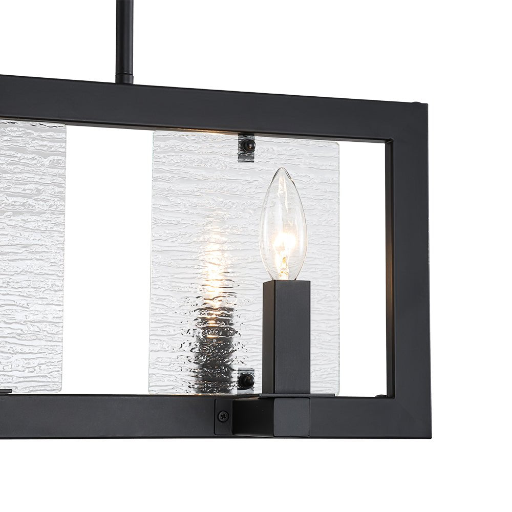 Dvaluvyx Candle Ripple Black Rectangle Glass Pendant Light