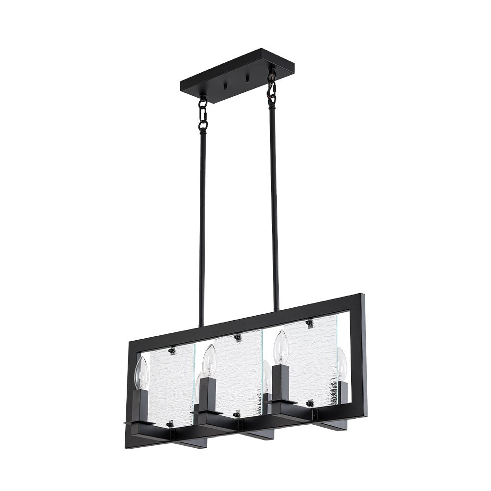 Dvaluvyx Candle Ripple Black Rectangle Glass Pendant Light