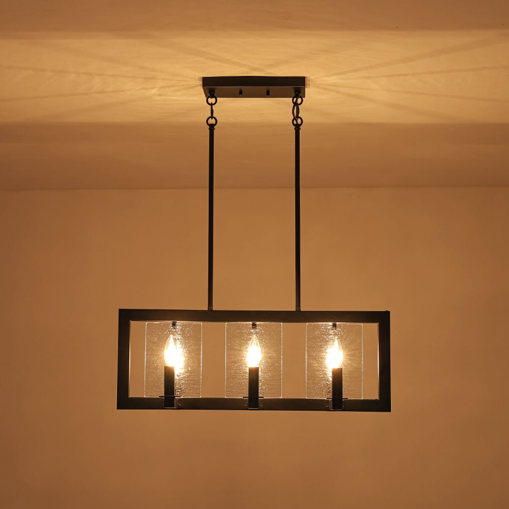 Dvaluvyx Candle Ripple Black Rectangle Glass Pendant Light