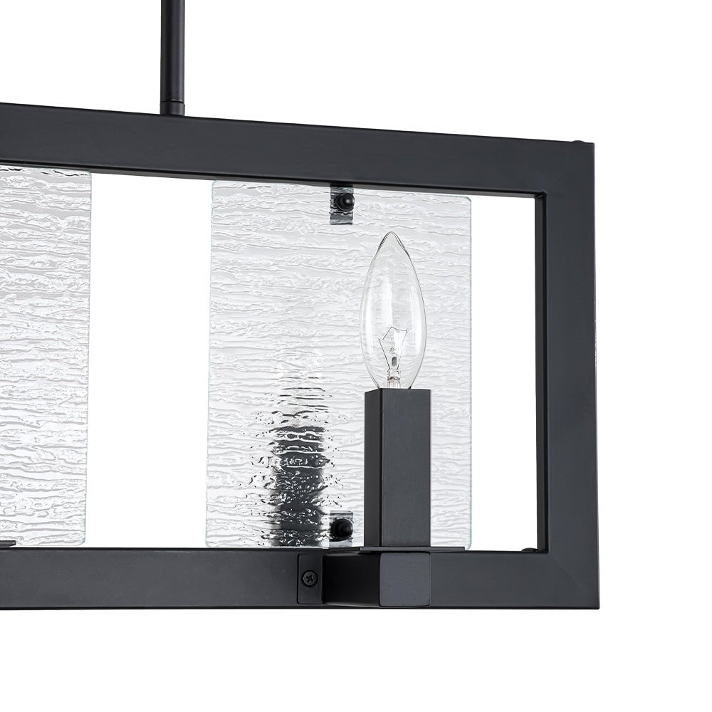 Dvaluvyx Candle Ripple Black Rectangle Glass Pendant Light