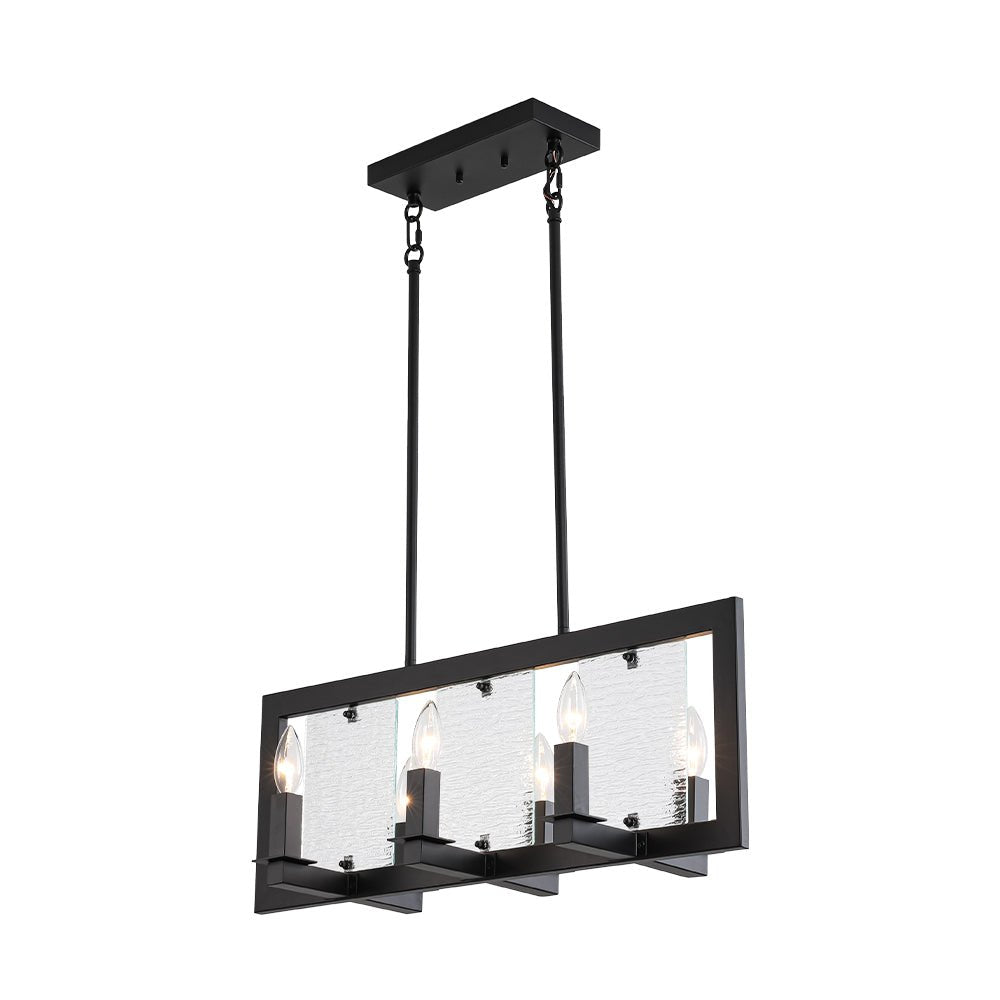 Dvaluvyx Candle Ripple Black Rectangle Glass Pendant Light
