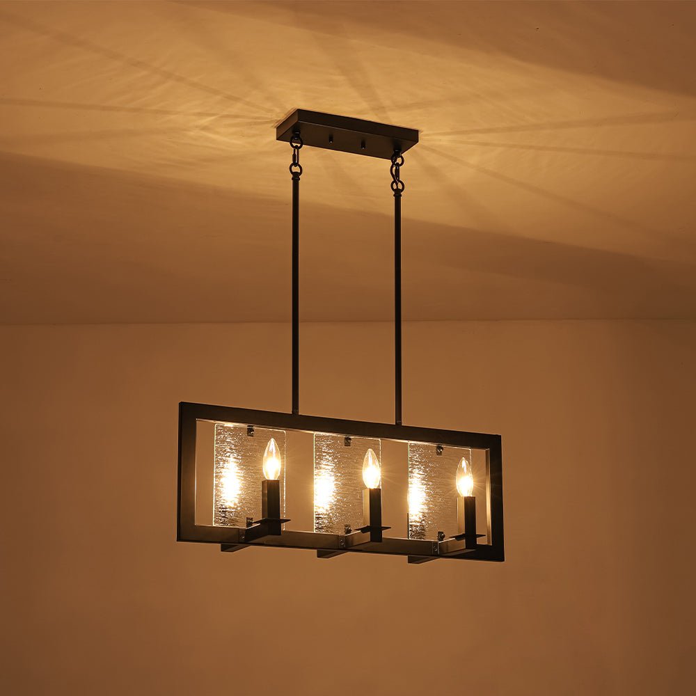 Dvaluvyx Candle Ripple Black Rectangle Glass Pendant Light