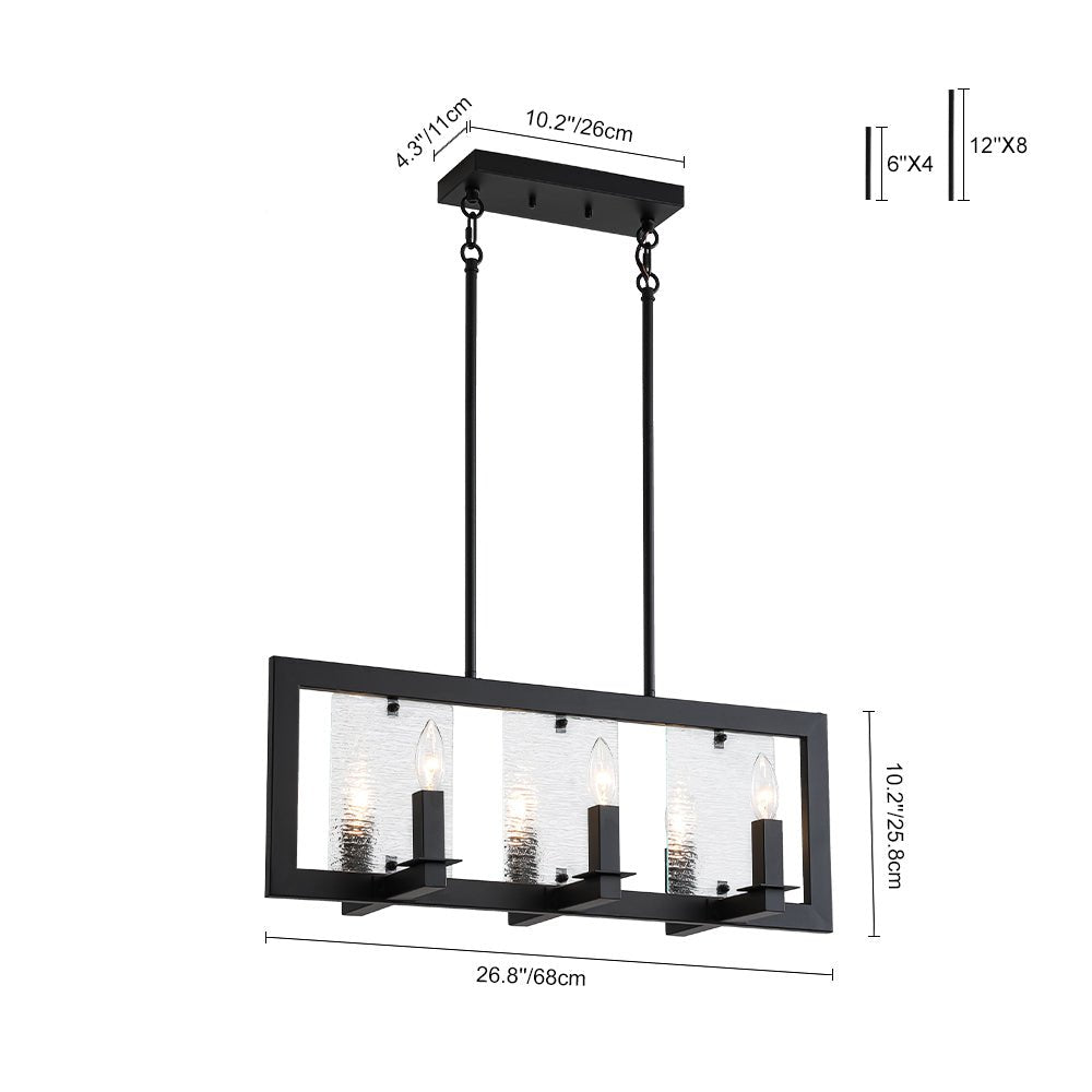 Dvaluvyx Candle Ripple Black Rectangle Glass Pendant Light