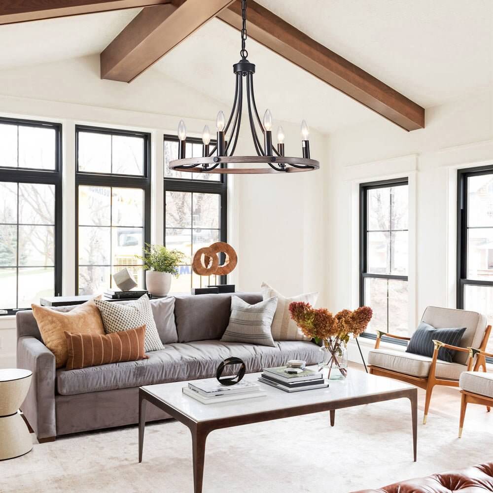 Dvalir Farmhouse Wagon Wheel Metal Chandelier
