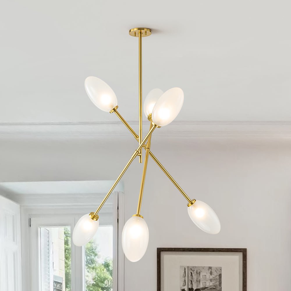 Rauduvux Frosted Egg Adjustable Sputnik Glass Ceiling Light