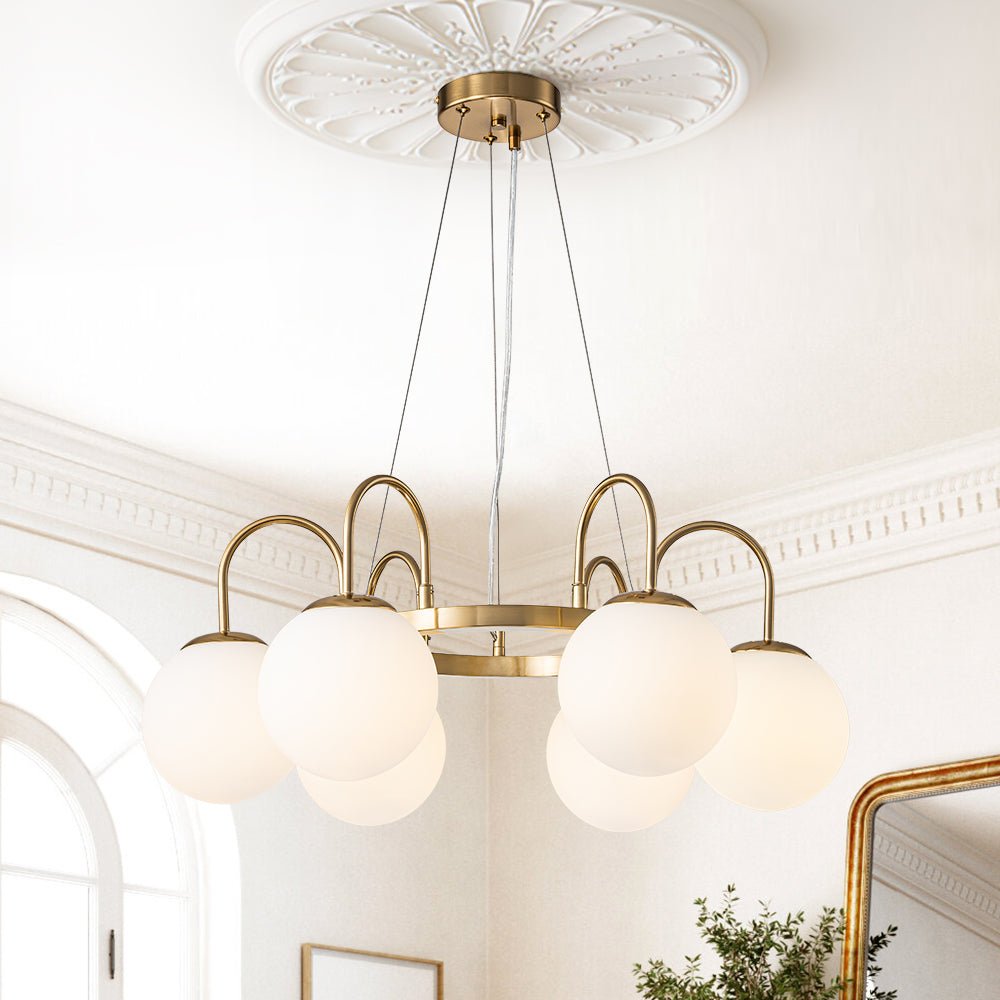 Ulfuvyt Frosted Globe Bubble Glass Chandelier