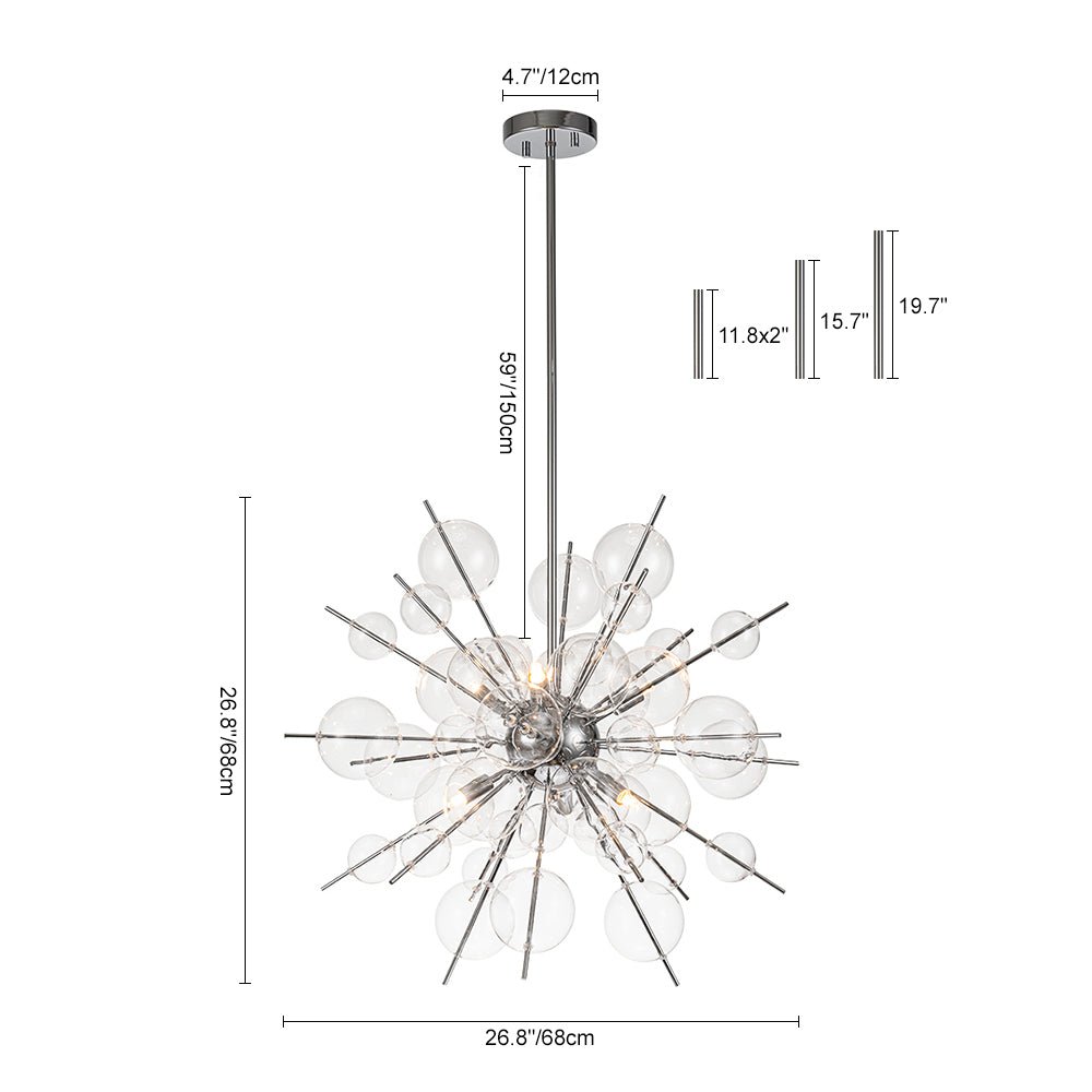 Mjolkunix Globe Bubble Sputnik Sunburst Glass Chandelier