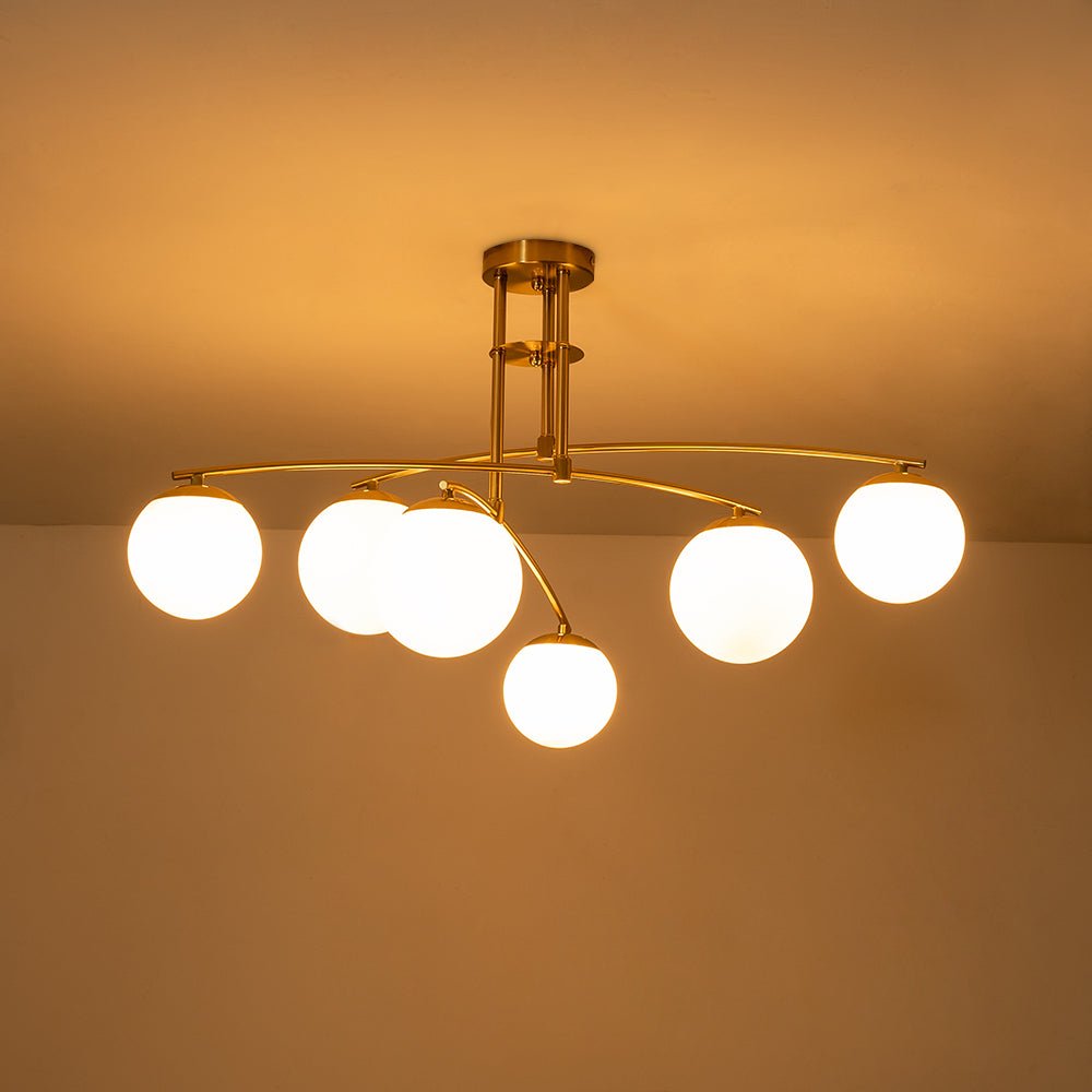 Sifuvix Milky Globe Linear Sputnik Glass Ceiling Light