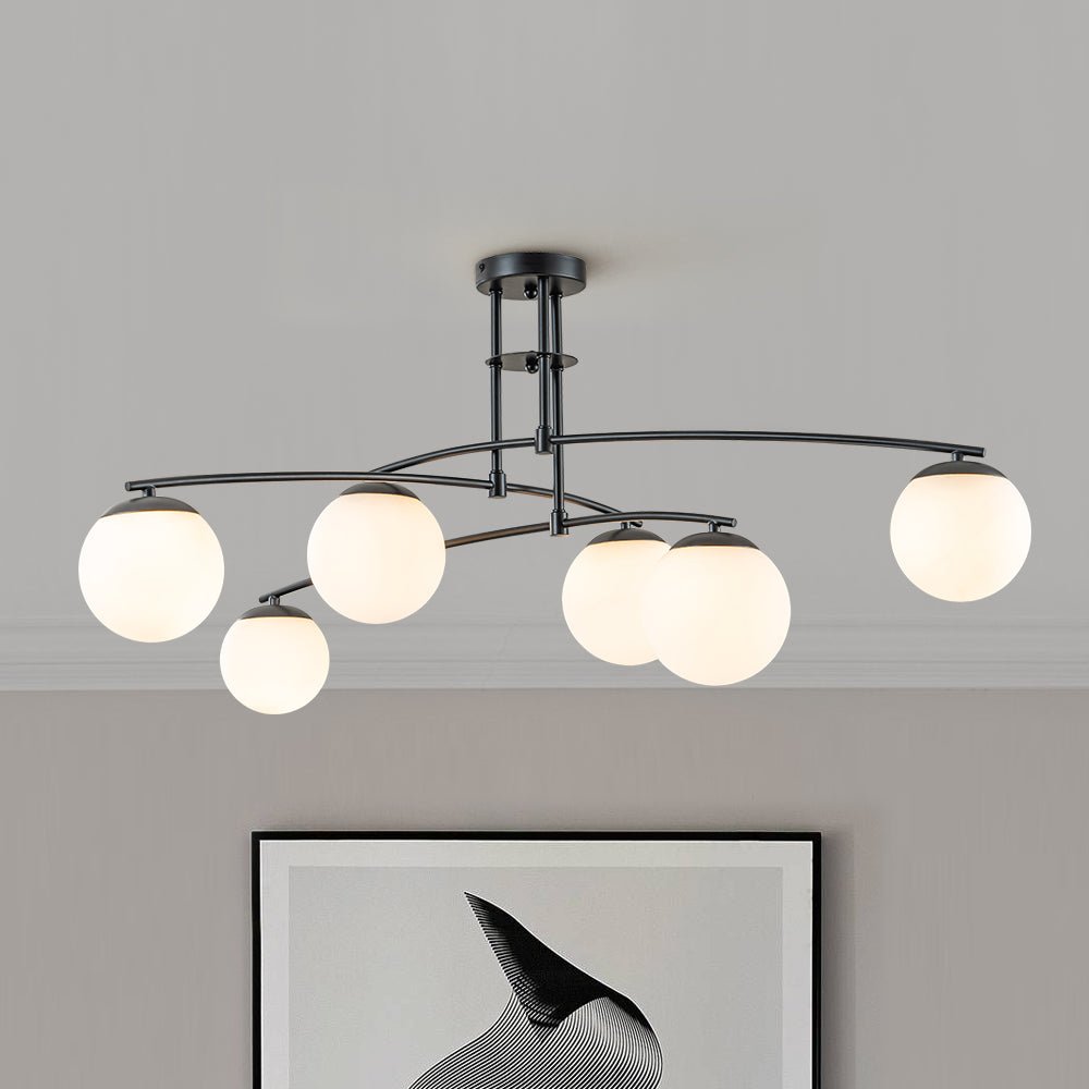 Sifuvix Milky Globe Linear Sputnik Glass Ceiling Light