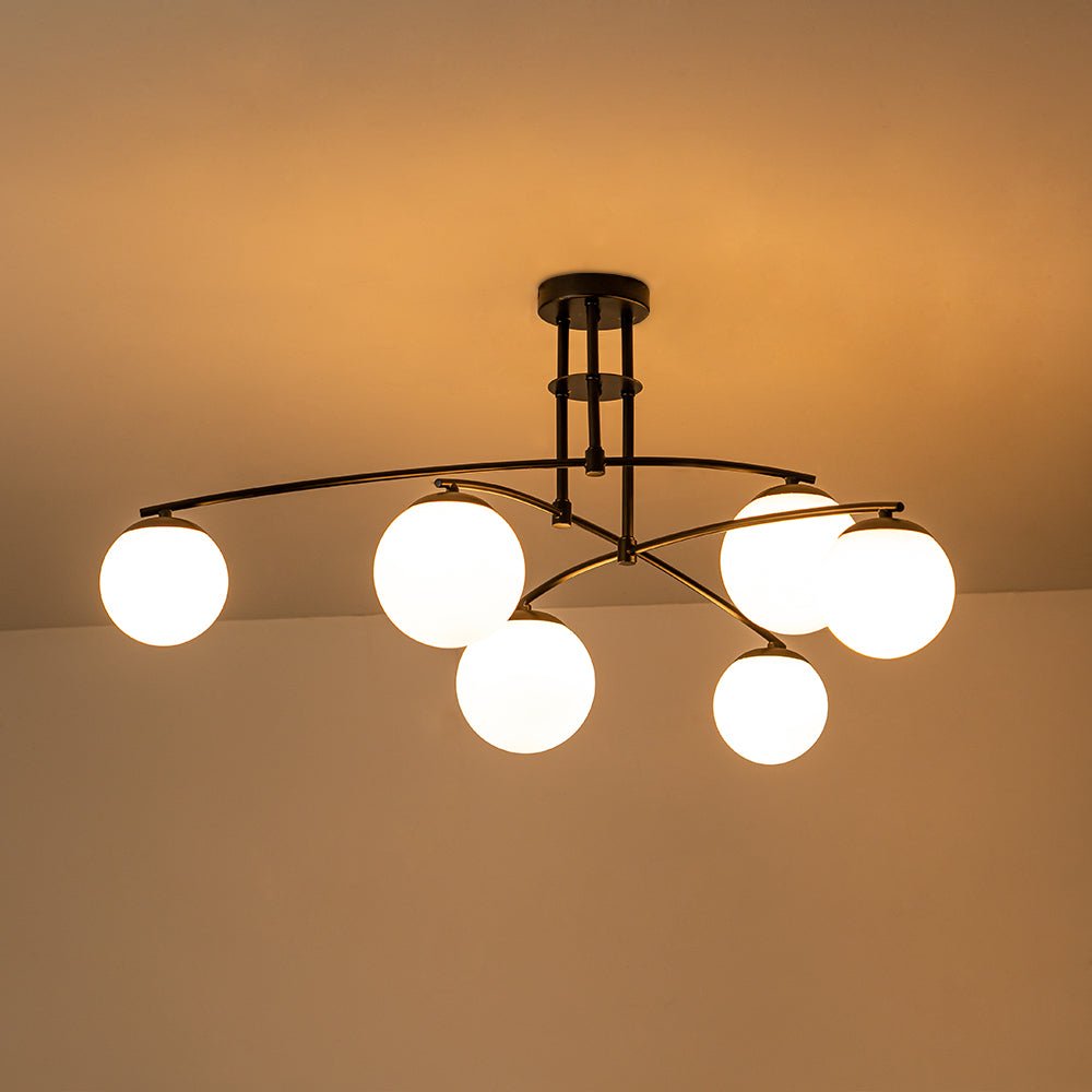 Sifuvix Milky Globe Linear Sputnik Glass Ceiling Light