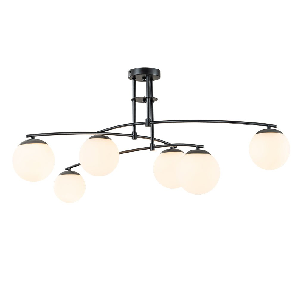 Sifuvix Milky Globe Linear Sputnik Glass Ceiling Light