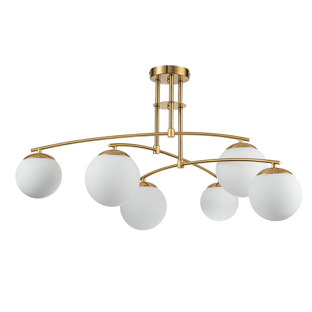 Sifuvix Milky Globe Linear Sputnik Glass Ceiling Light