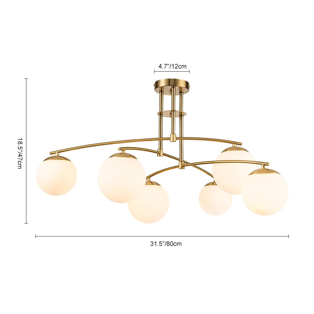 Sifuvix Milky Globe Linear Sputnik Glass Ceiling Light