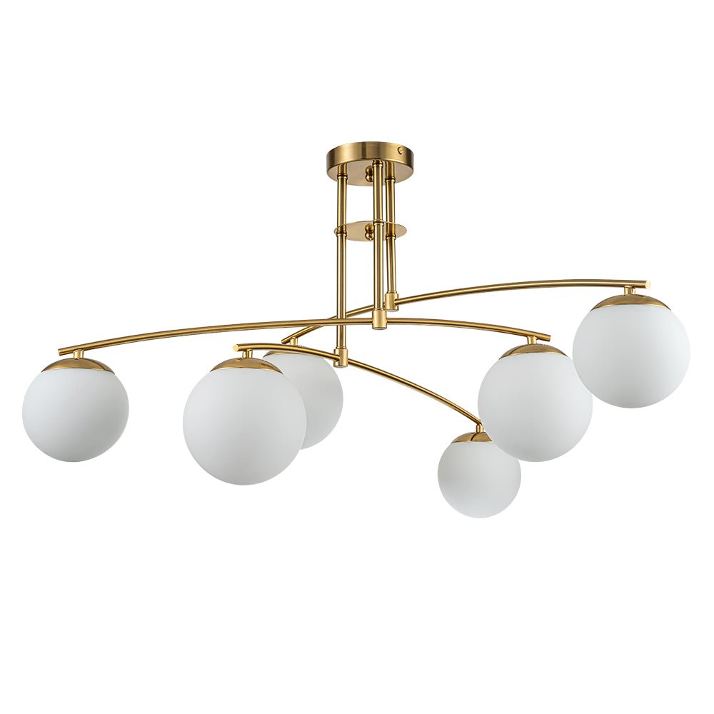 Sifuvix Milky Globe Linear Sputnik Glass Ceiling Light