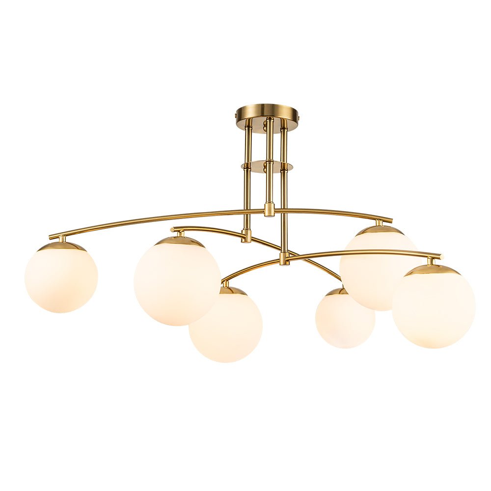 Sifuvix Milky Globe Linear Sputnik Glass Ceiling Light