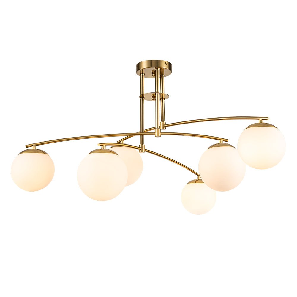 Sifuvix Milky Globe Linear Sputnik Glass Ceiling Light