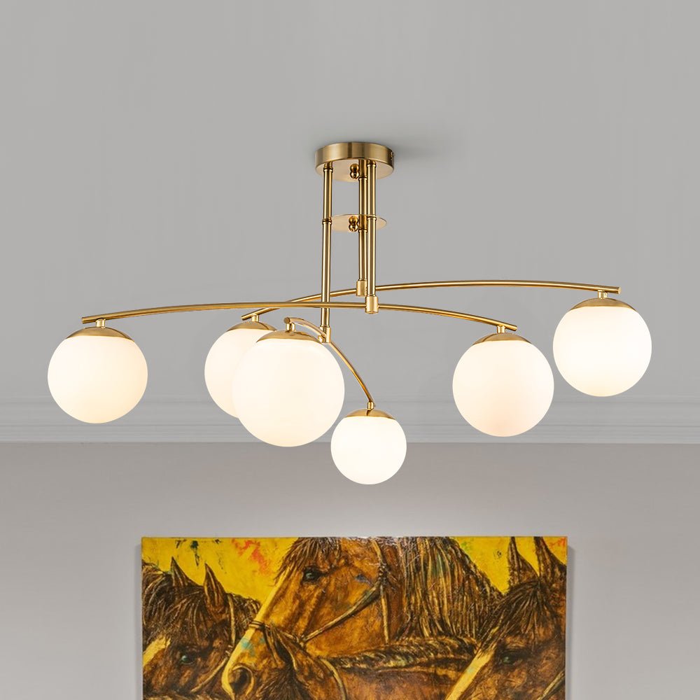 Sifuvix Milky Globe Linear Sputnik Glass Ceiling Light