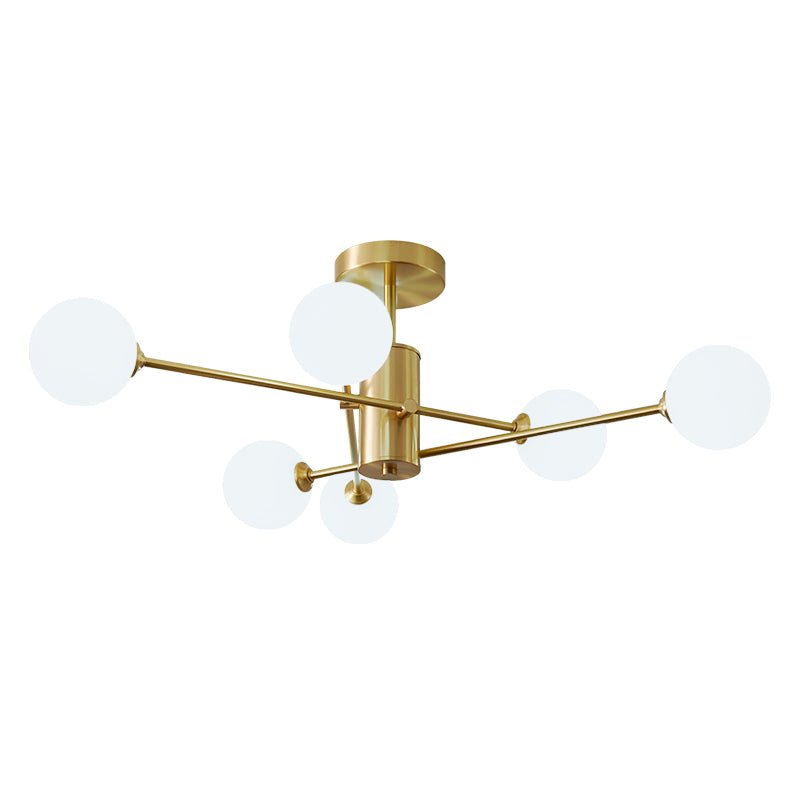 Odin Modern Linear Sputnik Glass Semi Flush Ceiling Light