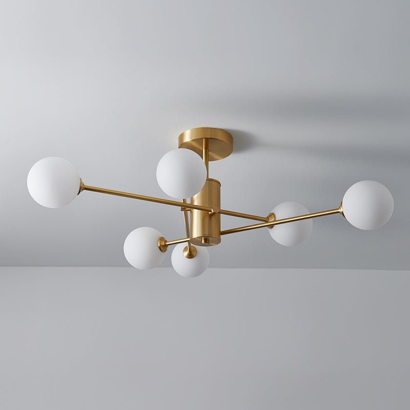 Odin Modern Linear Sputnik Glass Semi Flush Ceiling Light