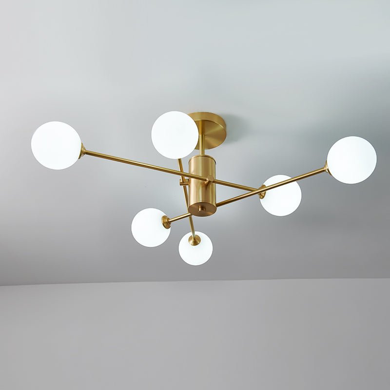 Odin Modern Linear Sputnik Glass Semi Flush Ceiling Light