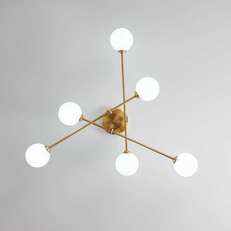 Odin Modern Linear Sputnik Glass Semi Flush Ceiling Light