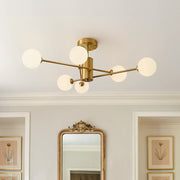 Odin Modern Linear Sputnik Glass Semi Flush Ceiling Light