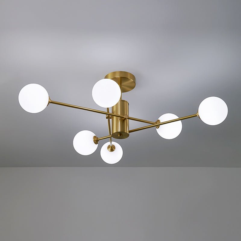 Odin Modern Linear Sputnik Glass Semi Flush Ceiling Light