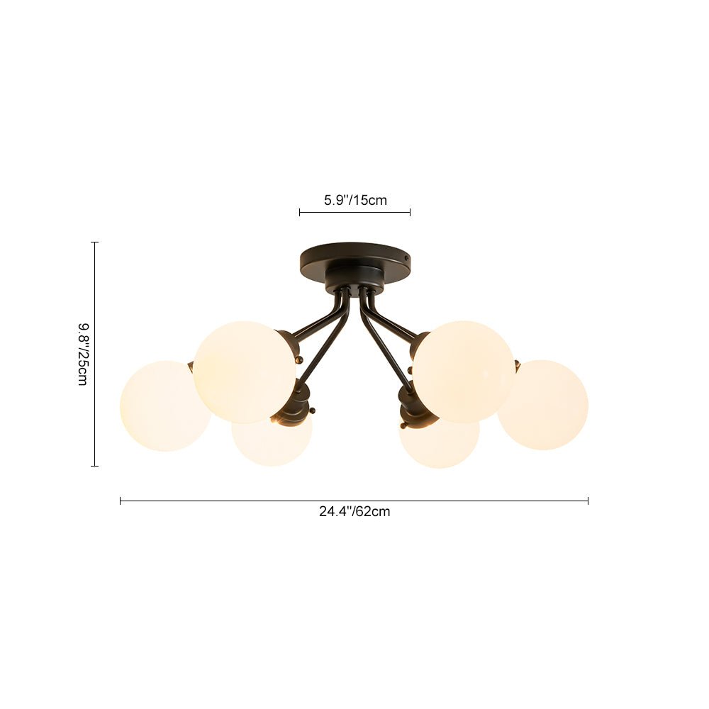 Blikunix Globe Sputnik Opal Glass Semi Flush Mount Ceiling Light