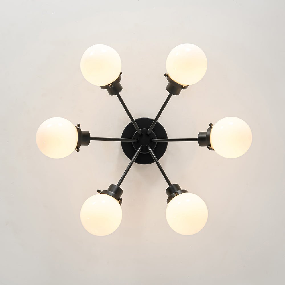 Blikunix Globe Sputnik Opal Glass Semi Flush Mount Ceiling Light