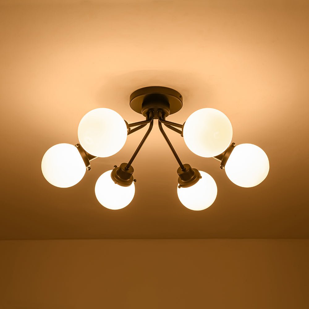 Blikunix Globe Sputnik Opal Glass Semi Flush Mount Ceiling Light