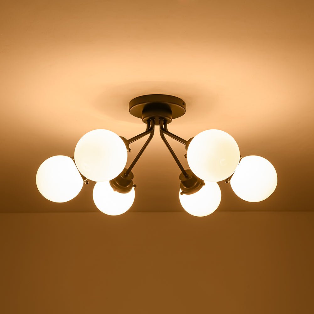 Blikunix Globe Sputnik Opal Glass Semi Flush Mount Ceiling Light