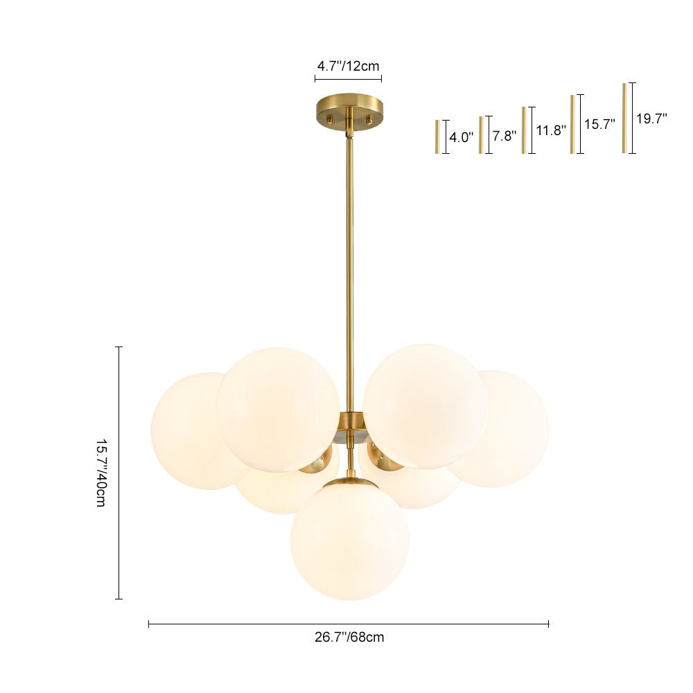 Silfur Modern Sputnik Opal Glass Chandelier