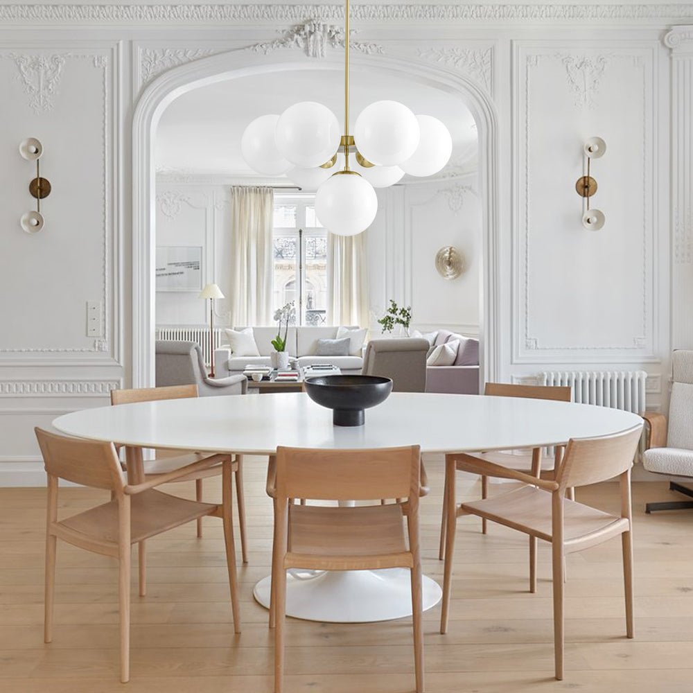 Silfur Modern Sputnik Opal Glass Chandelier