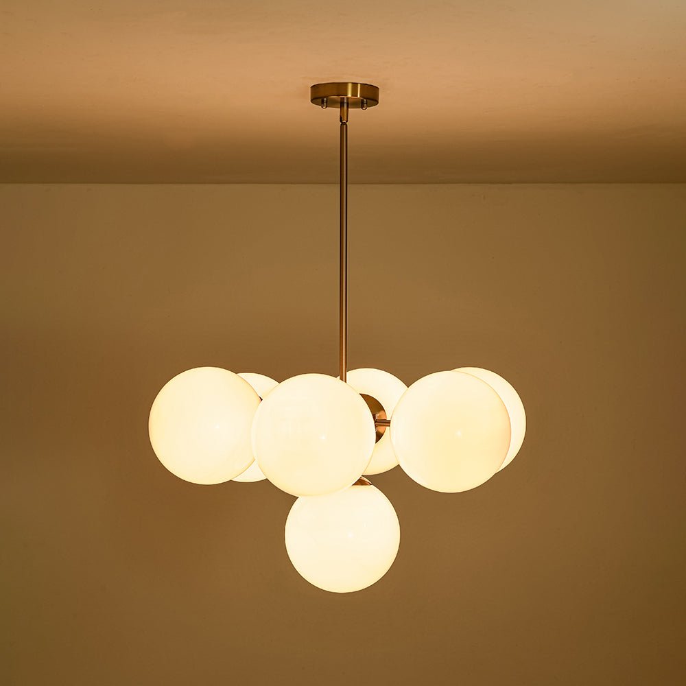 Silfur Modern Sputnik Opal Glass Chandelier