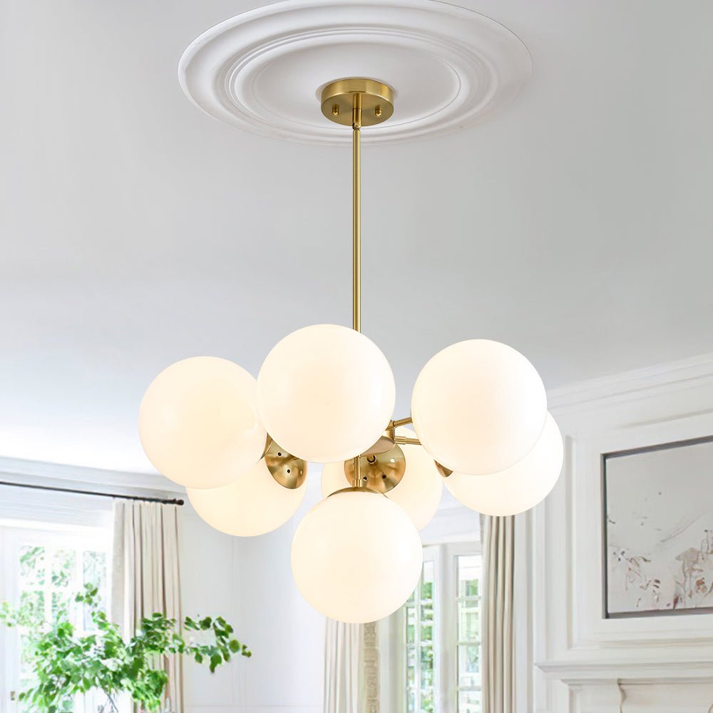 Silfur Modern Sputnik Opal Glass Chandelier