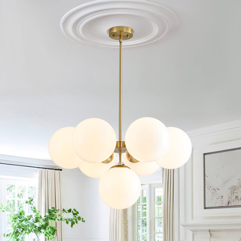 Silfur Modern Sputnik Opal Glass Chandelier