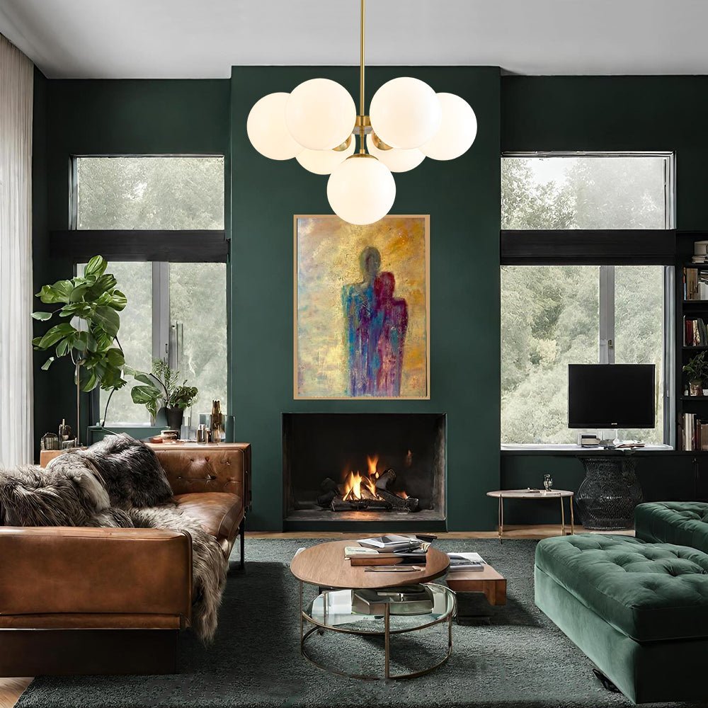 Silfur Modern Sputnik Opal Glass Chandelier