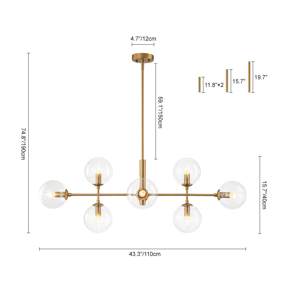 Parla Linear Sputnik Glass Chandelier - Lamp Copper