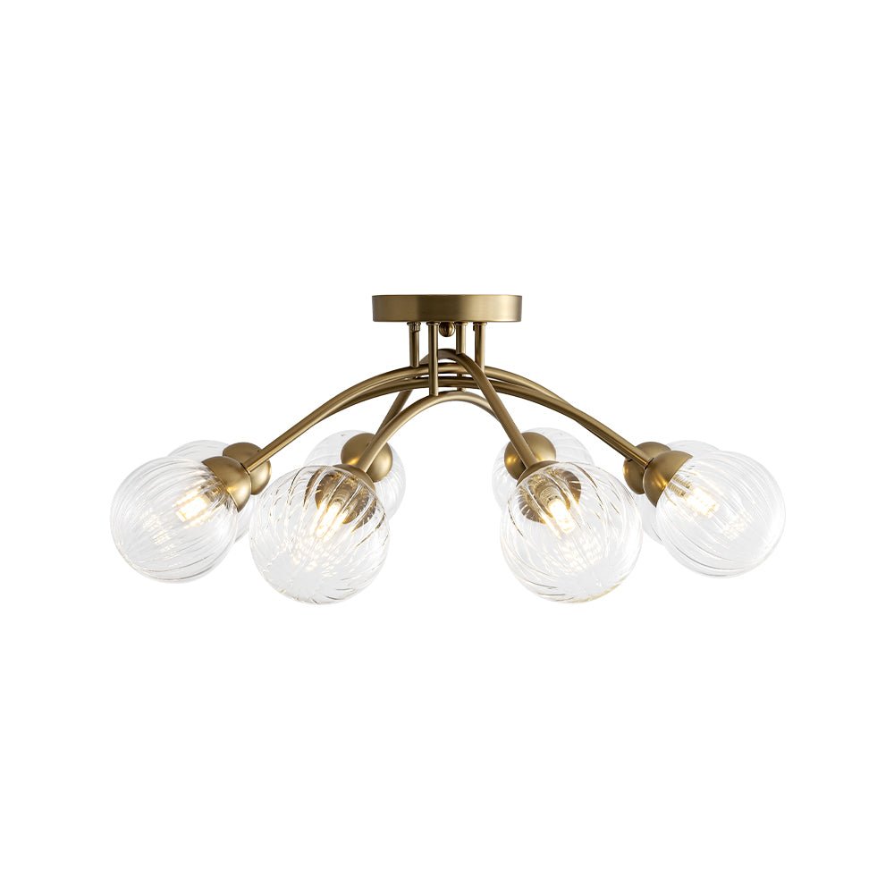 Yrvuvyx Ribbed Bubble Sputnik Glass Semi Flush Mount Ceiling Light