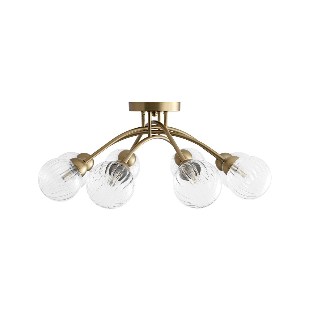 Yrvuvyx Ribbed Bubble Sputnik Glass Semi Flush Mount Ceiling Light