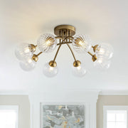 Yrvuvyx Ribbed Bubble Sputnik Glass Semi Flush Mount Ceiling Light