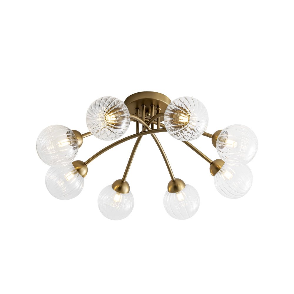 Yrvuvyx Ribbed Bubble Sputnik Glass Semi Flush Mount Ceiling Light