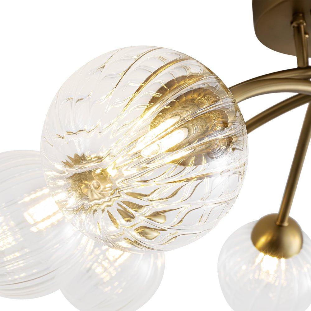 Yrvuvyx Ribbed Bubble Sputnik Glass Semi Flush Mount Ceiling Light