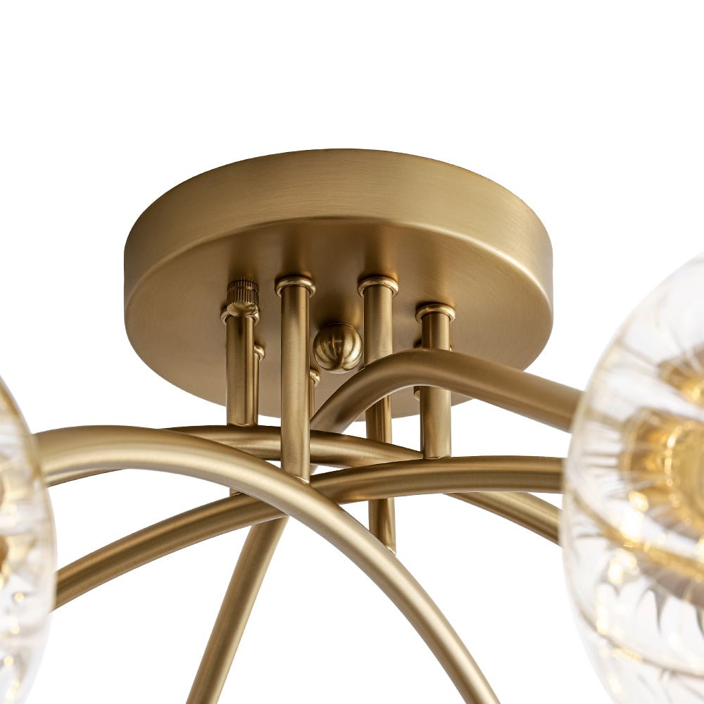 Yrvuvyx Ribbed Bubble Sputnik Glass Semi Flush Mount Ceiling Light